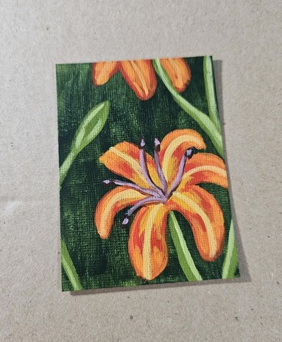 Aceo orange lily flower - orange, mini